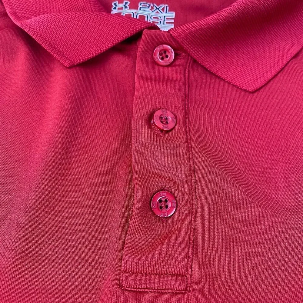 Under Armour Heatgear Loose Golf Polo Shirt Men's Size 2XL  Red Stretch Comfort - Picture 7 of 15